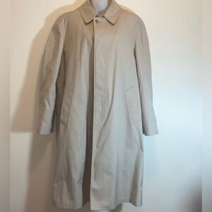 VTG,London Fog Men's Beige Trench Coat Lined Double-Breasted Zip Out Sz, 42 Long